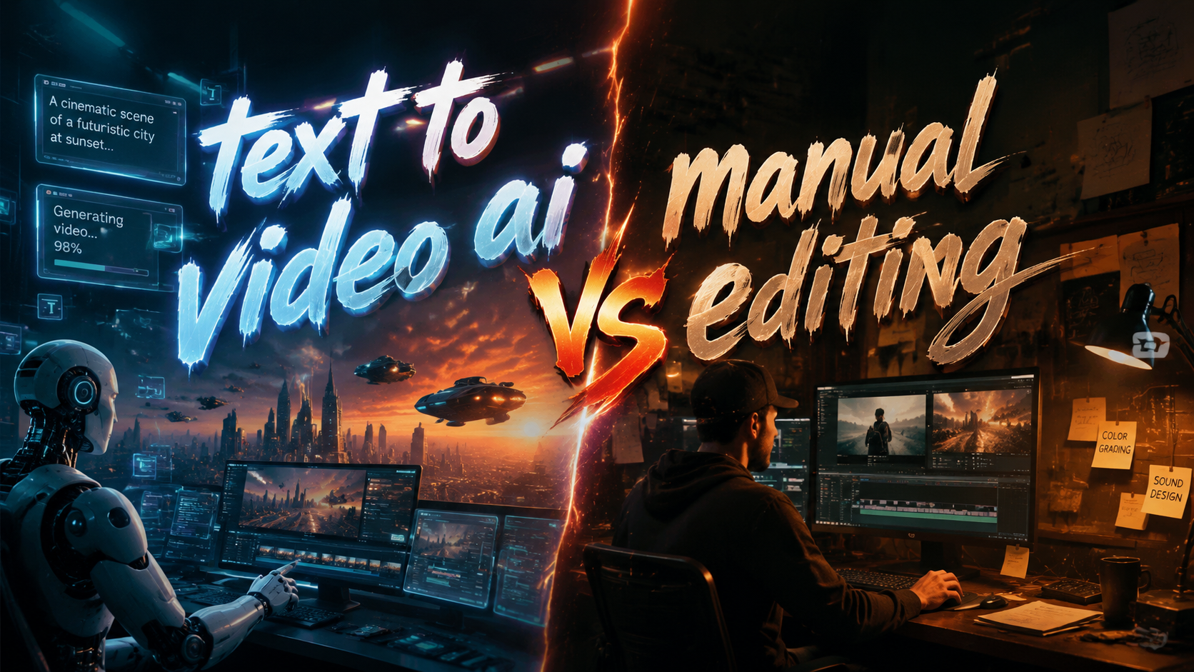 Text zu Video AI vs. manuelle Bearbeitung: Vergleich 2026