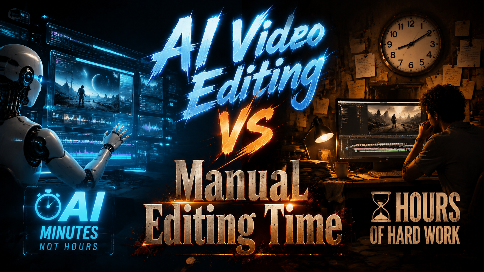Montage vidéo IA vs manuel : comparatif temps (2026)